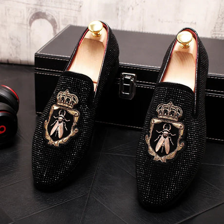 Luxury Royal Style Mens Wedding Dress Shoes Spring Handmade Embroidery Pattern Exotic Designer Loafers Fashion Casual Sneakers