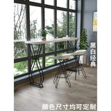 Luxury Solid Wood Bar Table Home Milk Tea Shop Wall Long Table High Table Wrought Iron Chair Combination