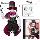 Lyney Cosplay Genshin Impact Costume Wig Fontaine Lyney Leather Magician Uniform Short Hair Glove Twins Halloween Carnival Game