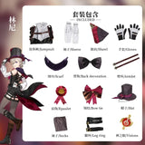 Lyney Cosplay Genshin Impact Costume Wig Fontaine Lyney Leather Magician Uniform Short Hair Glove Twins Halloween Carnival Game