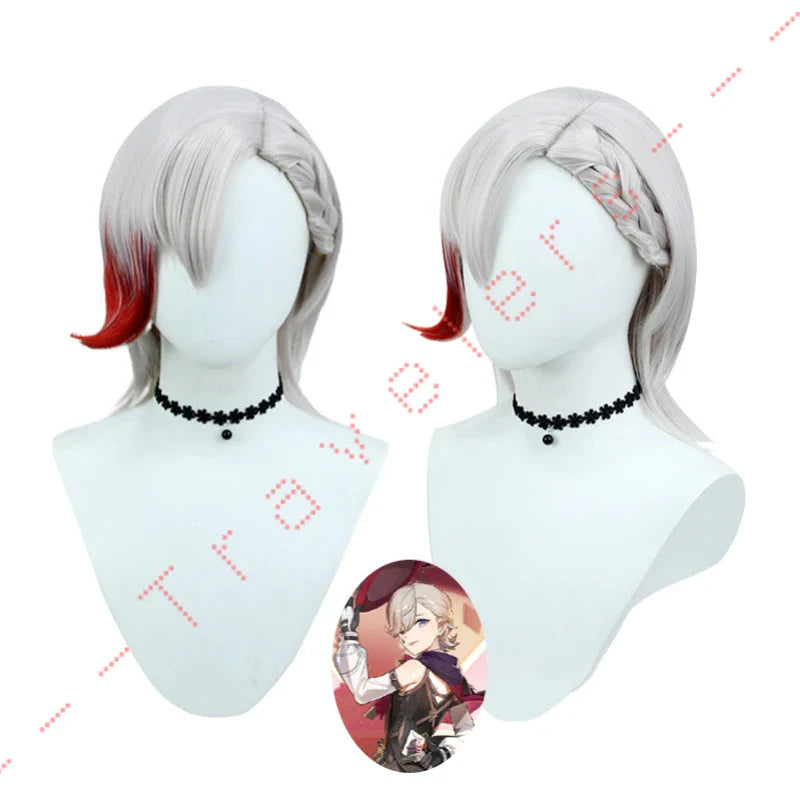 Lyney Cosplay Genshin Impact Costume Wig Fontaine Lyney Leather Magician Uniform Short Hair Glove Twins Halloween Carnival Game