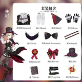 Lyney Cosplay Genshin Impact Costume Wig Fontaine Lyney Leather Magician Uniform Short Hair Glove Twins Halloween Carnival Game