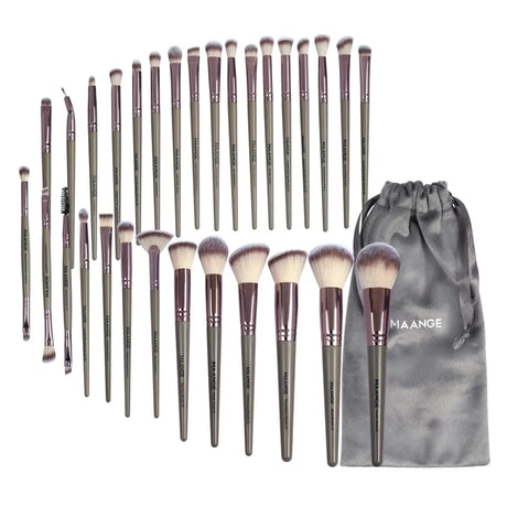 MAANGE 30pcs Professional Makeup Brush Set Foundation Concealers Eye Shadows Powder Blush Blending Brushes Beauty Tools with Bag