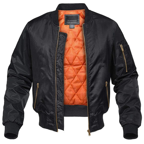 MAGCOMSEN Men's Aviator Jackets Thick Warm Orange Lining Bomber Jackets Fall Winter Casual Windproof Coats