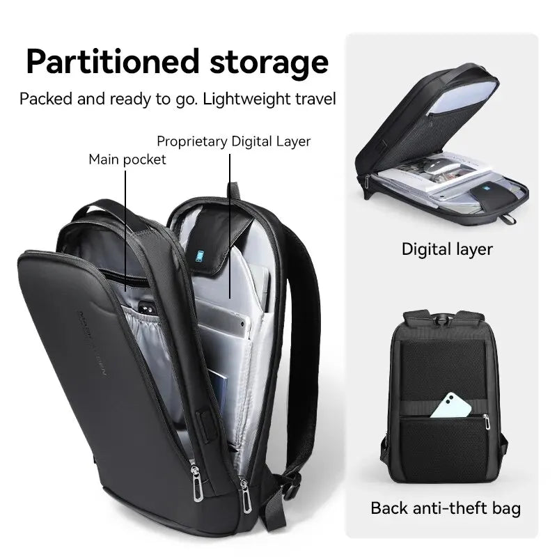 MARK RYDEN Slim Laptop Backpack for Men Business Minimalist Backpack YKK Zipper Scratch Resistant With USB