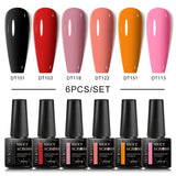 MEET ACROSS 6Pcs/Set Gel Nail Polish Set Nude Pink Semi Permanent Nail Polish Set Kit UV LED Base Top Coat Nail Art For Manicure