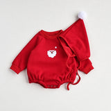 MILANCEL Baby Bodysuit  Christmas One Piece Embroidery Santa Clause  Baby Clothing