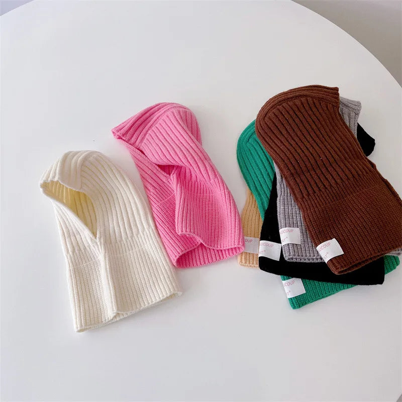 MILANCEL Baby Knitted Hooded Scarf Warm Solid Color One Piece Scarf