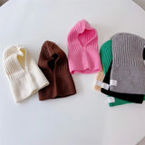 MILANCEL Baby Knitted Hooded Scarf Warm Solid Color One Piece Scarf