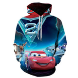 MINISO Hoodie Pixar Cars Lightning McQueen 3D Printing Sweatshirts Boys Girls Hooded Fashion Cartoon Sweatshirt Oversized Hoodie