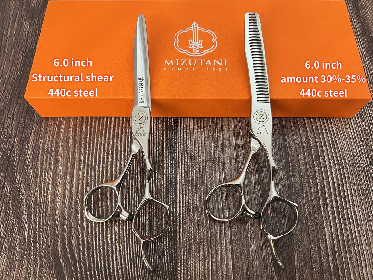 MIZUTANI professional hairdresser scissors barber shop tools set of 5.5-6.0-6.8 inch VG10 cobalt steel hair cutting sissosrs