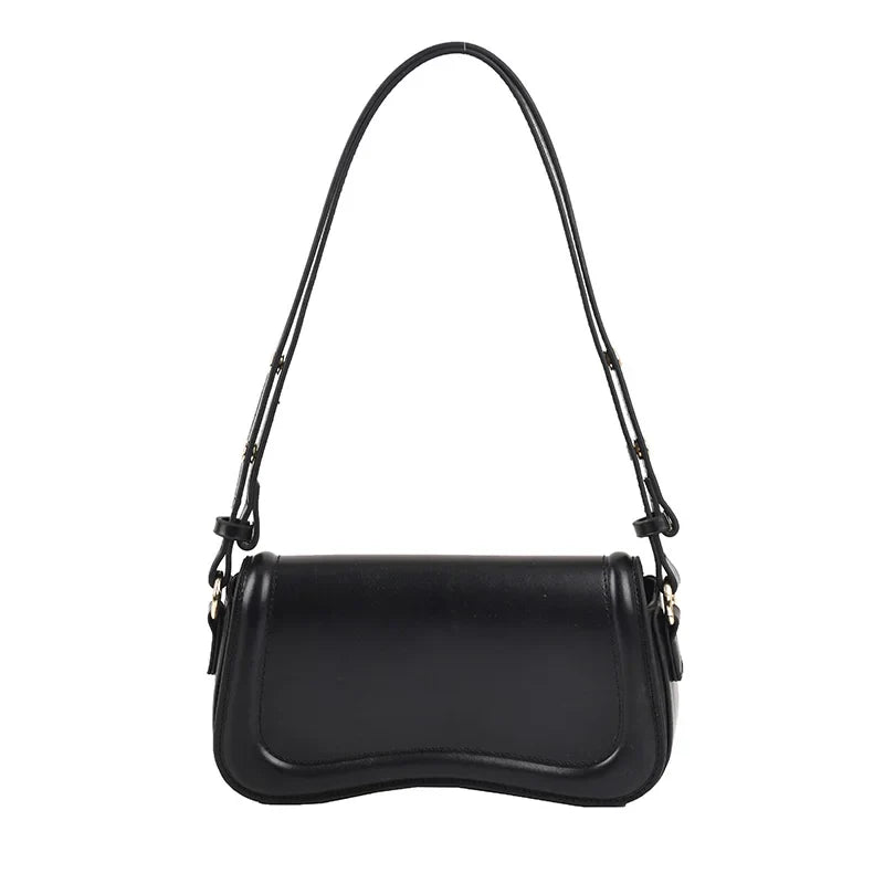 MOODS Flap Crossbody Bags For Women Pure Color PU Leather Armpit Shoulder Bag 2023 Latest Fashion Small Saddle Handbags Female