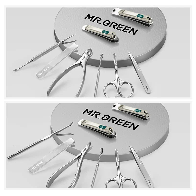 MR.GREEN Fashionable Manicure Set 8pcs Personal Care Tool Kits Nail Clippers Pedicure Sets Eyebrow Tweezer Cuticle Hair Scissors