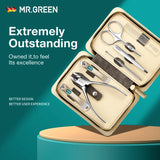 MR.GREEN Manicure Set Color Contrast sets Nail Clippers Cutter Tools Kits Stainless Steel Pedicure Travel Case for man woman