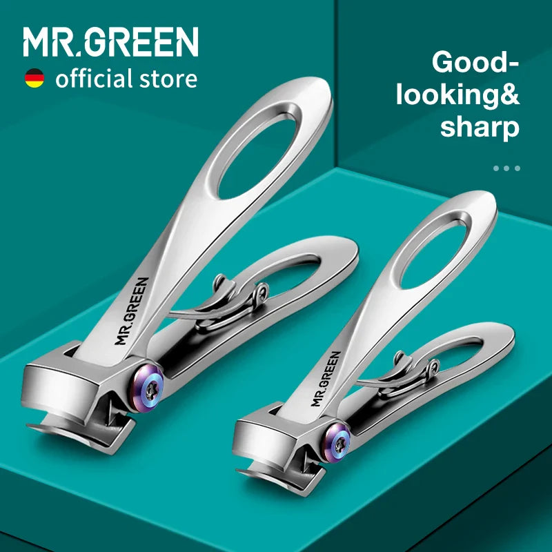 MR.GREEN Nail Clippers Wide Jaw Opening Stainless Steel Fingernail Clipper Thick Hard Toenail Cutter Manicure Scissors tools