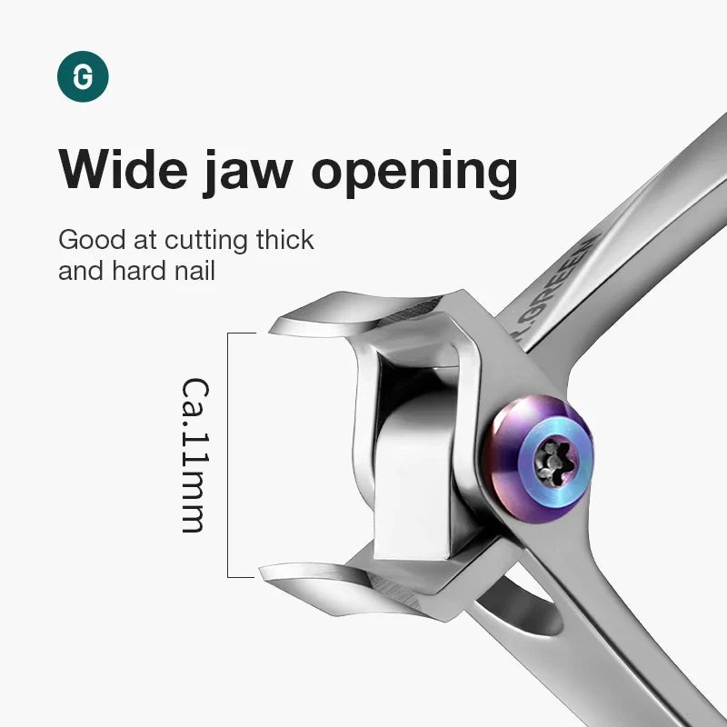 MR.GREEN Nail Clippers Wide Jaw Opening Stainless Steel Fingernail Clipper Thick Hard Toenail Cutter Manicure Scissors tools