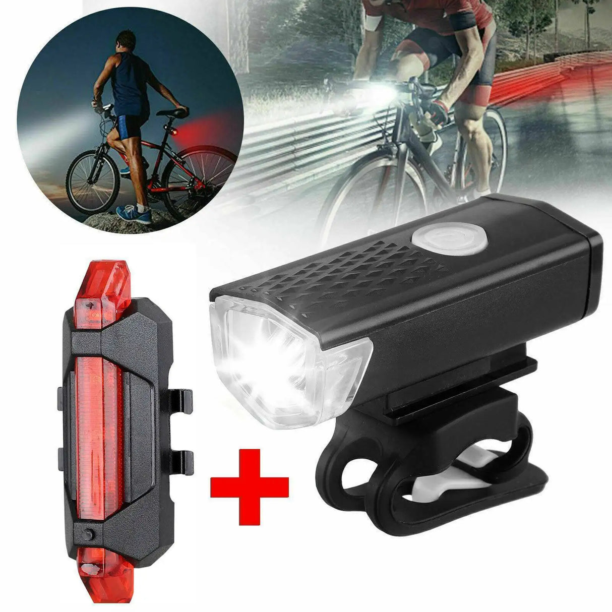 MTB Bike Front Lights USB LED Rechargeable Waterproof  Mountain Bike Headlight Bicycle Safety Warning Light Cycling Accessories