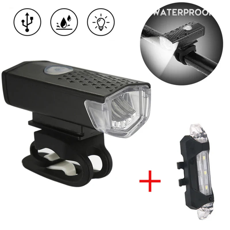 MTB Bike Front Lights USB LED Rechargeable Waterproof  Mountain Bike Headlight Bicycle Safety Warning Light Cycling Accessories