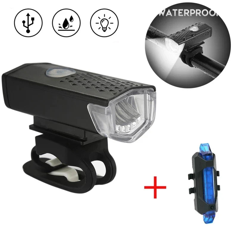 MTB Bike Front Lights USB LED Rechargeable Waterproof  Mountain Bike Headlight Bicycle Safety Warning Light Cycling Accessories