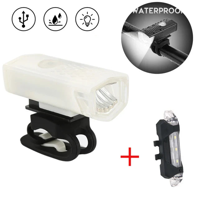 MTB Bike Front Lights USB LED Rechargeable Waterproof  Mountain Bike Headlight Bicycle Safety Warning Light Cycling Accessories