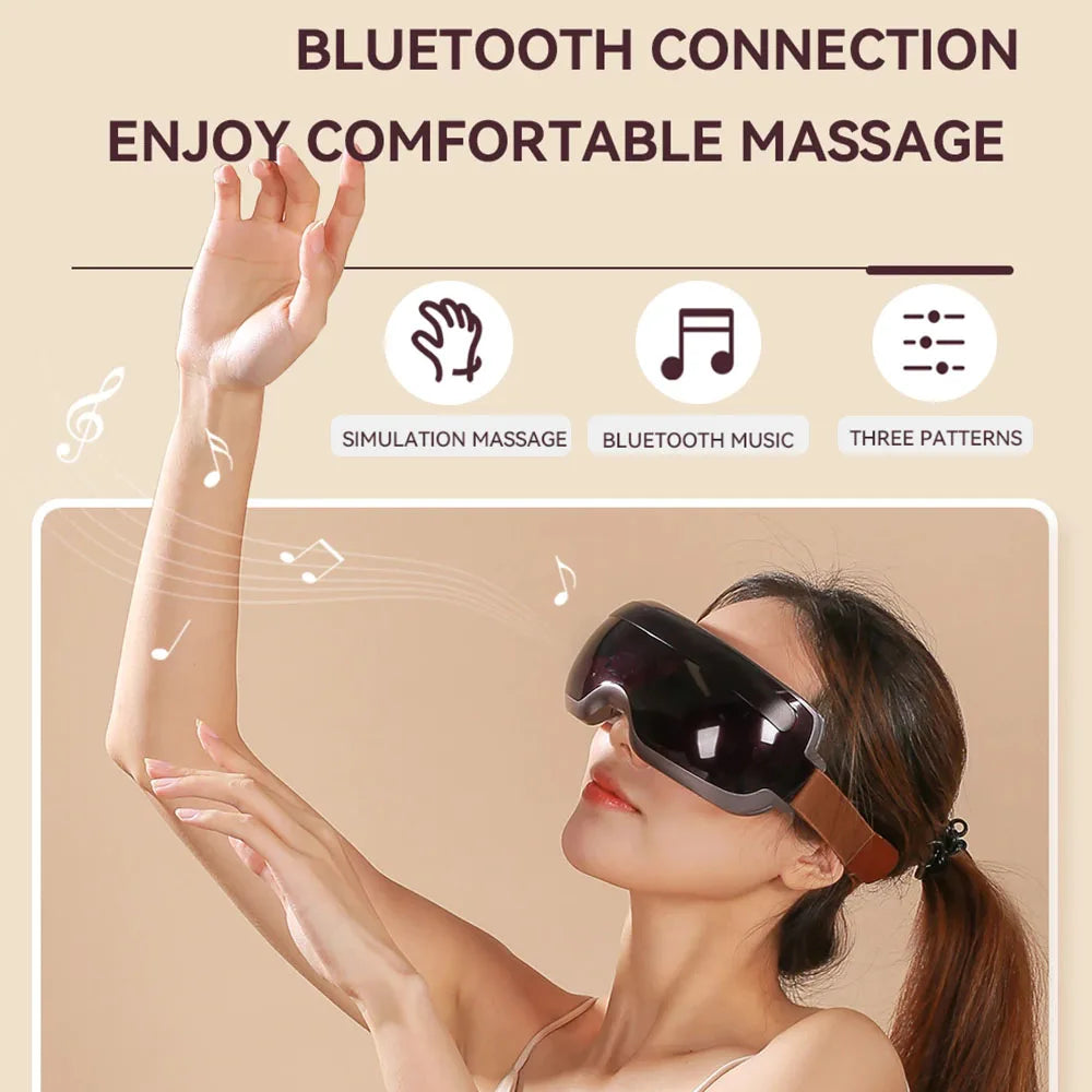 Magnetic Therapy Bluetooth Eye Massager Acupuncture Point Massage Relieve Fatigue Dark Circles Eye Care Music Instrument