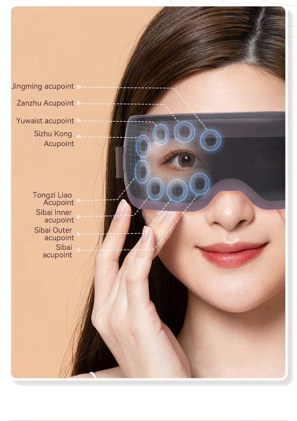 Magnetic Therapy Bluetooth Eye Massager Acupuncture Point Massage Relieve Fatigue Dark Circles Eye Care Music Instrument