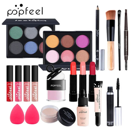 Makeup Kit Full Professional Eyeshadow Lip Gloss Blush Foundation Lip Gloss Lipstick Make Up Set POPFEEL