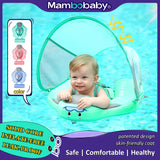 Mambobaby Baby Float with Canopy Crotch Strap Inflatable-free Solid Core Kid Swimming Pool Accessory Toddler Water Toy Bathroom