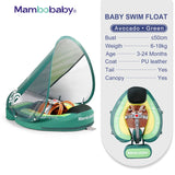 Mambobaby Baby Float with Canopy Crotch Strap Inflatable-free Solid Core Kid Swimming Pool Accessory Toddler Water Toy Bathroom