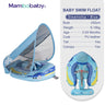 Mambobaby Baby Float with Canopy Crotch Strap Inflatable-free Solid Core Kid Swimming Pool Accessory Toddler Water Toy Bathroom