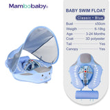 Mambobaby Baby Float with Canopy Crotch Strap Inflatable-free Solid Core Kid Swimming Pool Accessory Toddler Water Toy Bathroom