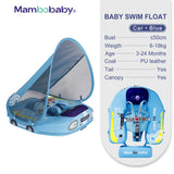 Mambobaby Baby Float with Canopy Crotch Strap Inflatable-free Solid Core Kid Swimming Pool Accessory Toddler Water Toy Bathroom