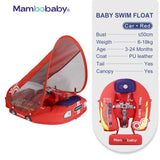 Mambobaby Baby Float with Canopy Crotch Strap Inflatable-free Solid Core Kid Swimming Pool Accessory Toddler Water Toy Bathroom