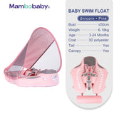 Mambobaby Baby Float with Canopy Crotch Strap Inflatable-free Solid Core Kid Swimming Pool Accessory Toddler Water Toy Bathroom