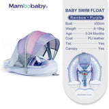 Mambobaby Baby Float with Canopy Crotch Strap Inflatable-free Solid Core Kid Swimming Pool Accessory Toddler Water Toy Bathroom