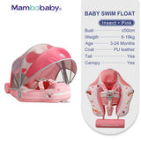 Mambobaby Baby Float with Canopy Crotch Strap Inflatable-free Solid Core Kid Swimming Pool Accessory Toddler Water Toy Bathroom