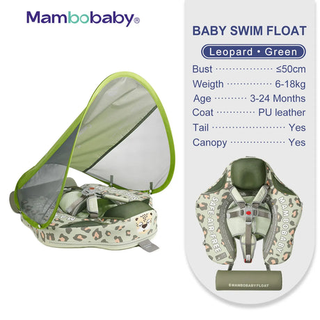 Mambobaby Baby Float with Canopy Crotch Strap Inflatable-free Solid Core Kid Swimming Pool Accessory Toddler Water Toy Bathroom