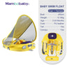 Mambobaby Baby Float with Canopy Crotch Strap Inflatable-free Solid Core Kid Swimming Pool Accessory Toddler Water Toy Bathroom