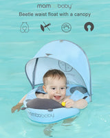 Mambobaby Baby Swimming Float With Sunshade For Infant Non-Inflatable Pool Accessories Kids Outdoor Play Water Waist Floater