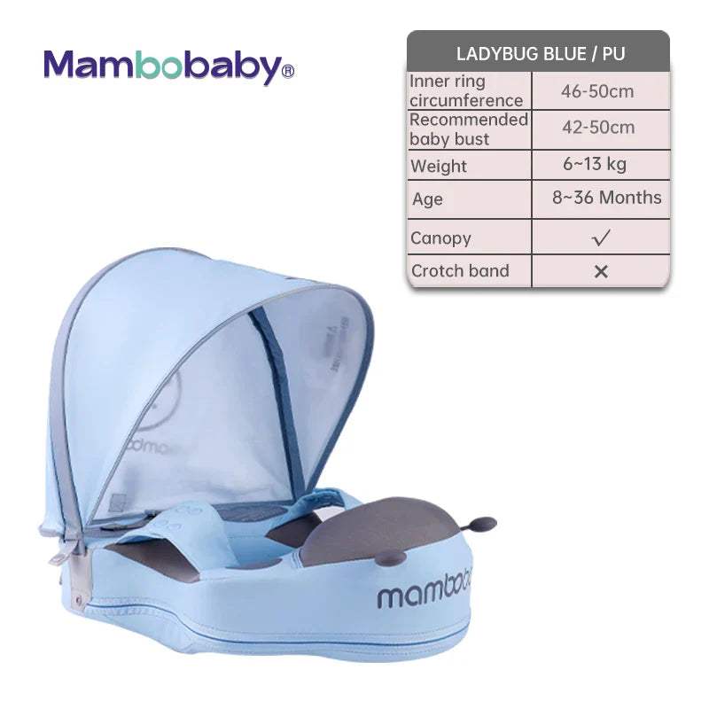 Mambobaby Baby Swimming Float With Sunshade For Infant Non-Inflatable Pool Accessories Kids Outdoor Play Water Waist Floater