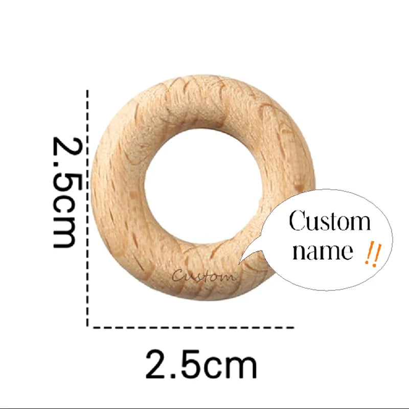 Mamihome 50pc Customize Logo Wooden Ring Baby Teether Bpa Free Beech Ring Teething Toys DIY Nursing Bracelets Gifts Chew Rodents