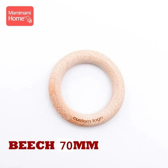 Mamihome 50pc Customize Logo Wooden Ring Baby Teether Bpa Free Beech Ring Teething Toys DIY Nursing Bracelets Gifts Chew Rodents