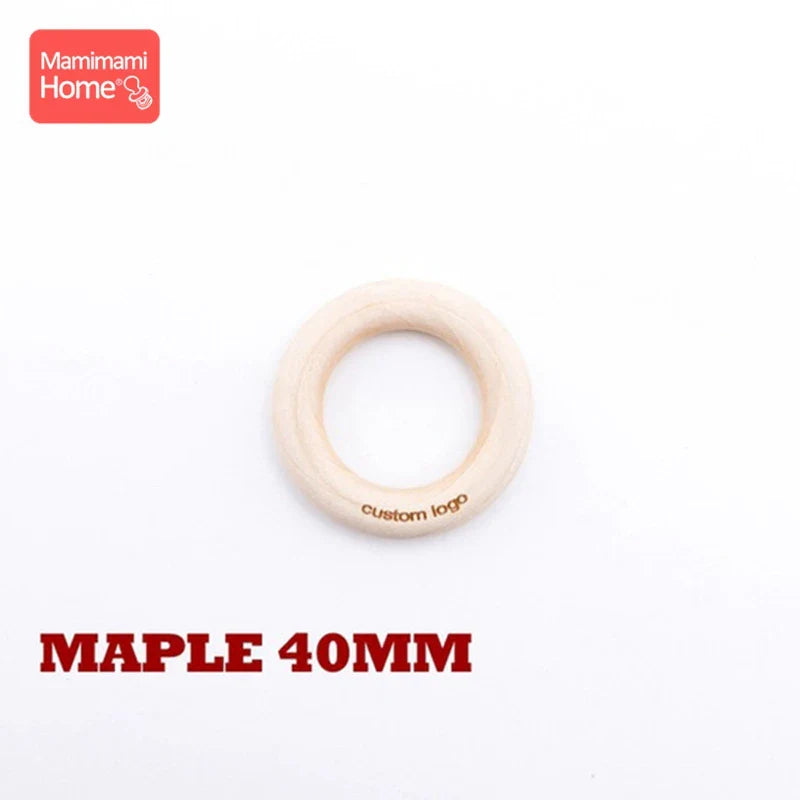 Mamihome 50pc Customize Logo Wooden Ring Baby Teether Bpa Free Beech Ring Teething Toys DIY Nursing Bracelets Gifts Chew Rodents