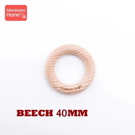 Mamihome 50pc Customize Logo Wooden Ring Baby Teether Bpa Free Beech Ring Teething Toys DIY Nursing Bracelets Gifts Chew Rodents