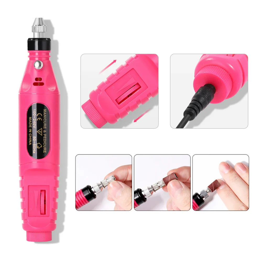 Manicure Set For Nail Accessories Kit Nail Drill Machine With UV LED Nail Dryer Lamp Manicure Sequins Multiple Tools