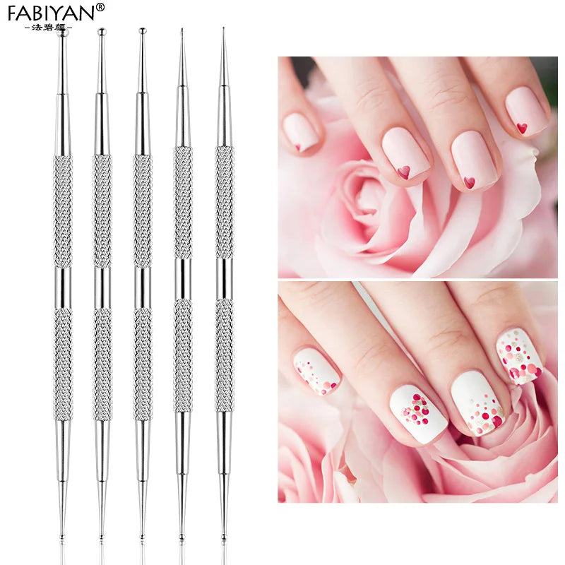 Manicure Tools Nail Art Dotting Rhinestone Flower Pen Stainless Steel Crystal Dual End Design Painting