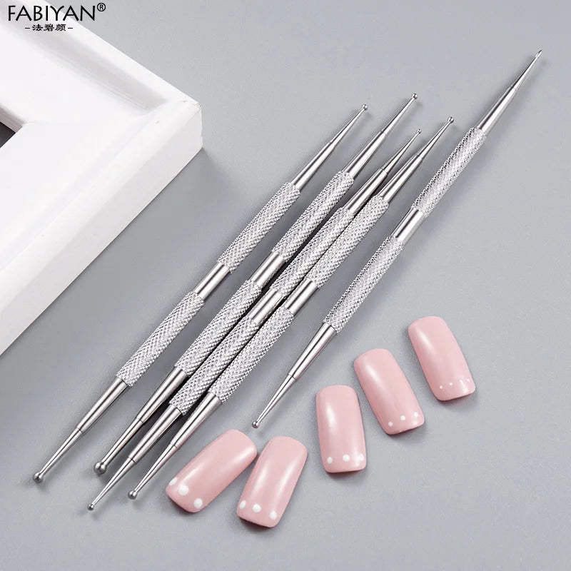 Manicure Tools Nail Art Dotting Rhinestone Flower Pen Stainless Steel Crystal Dual End Design Painting