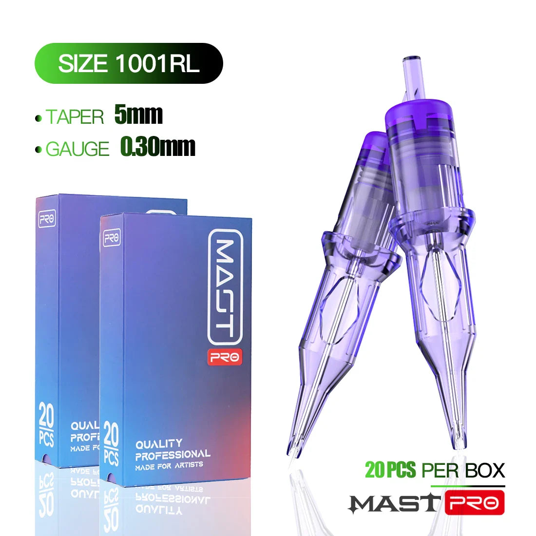 Mast Pro Disposable Box of 20pcs Sterile Tattoo Needles Cartridge for Tattoo Rotary Pen Round Liner Tattoo Supplies Makeup