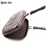 Master Star 36/40cm Double Sided Fry Pan Die-Casting Grill Pan Non-Stick Baking BBQ/Camping Cooking Tool Durable Gas Cookware