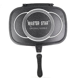 Master Star 36/40cm Double Sided Fry Pan Die-Casting Grill Pan Non-Stick Baking BBQ/Camping Cooking Tool Durable Gas Cookware